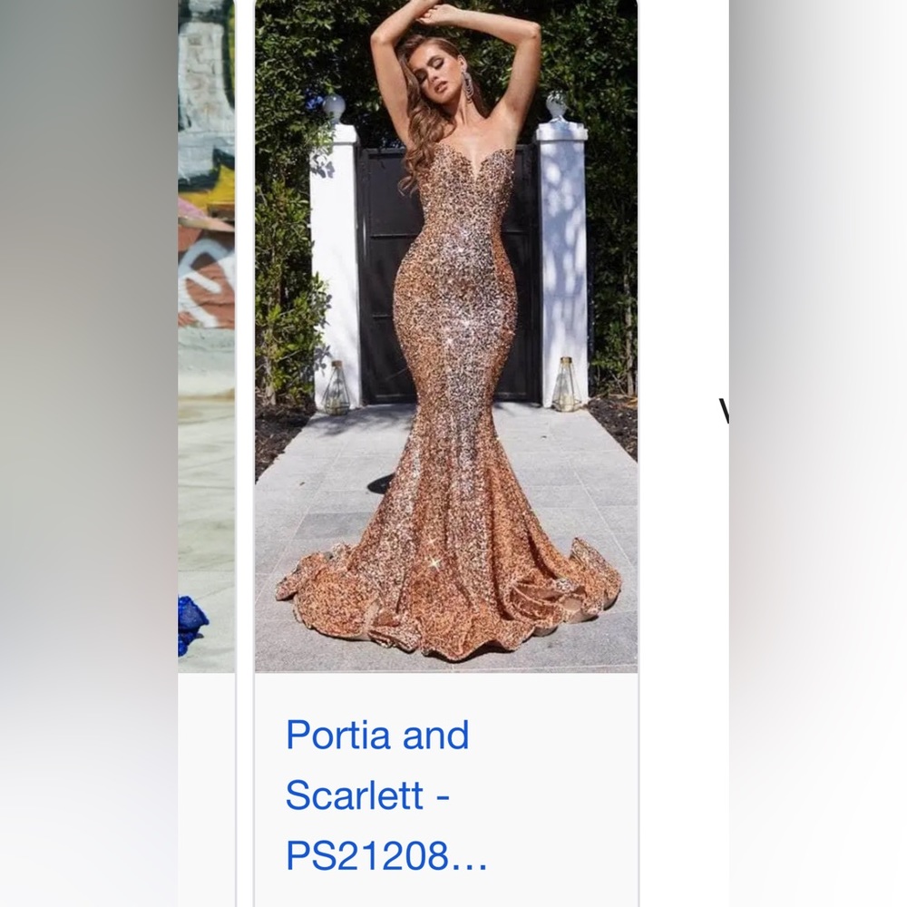Gold Strapless Portia and Scarlett Prom Dress! ONLY WORN ONCE. Size 4!!No Train!